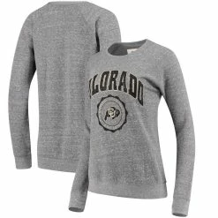 Pressbox Women's Heathered Gray Colorado Buffaloes Edith Vintage Knobi Pullover Sweatshirt