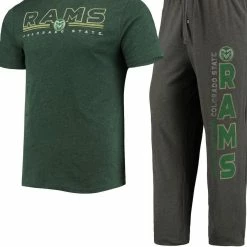 Concepts Sport Men's Heathered Charcoal/Green Colorado State Rams Meter T-Shirt & Pants Sleep Set