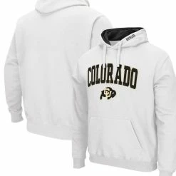Colosseum Men's White Colorado Buffaloes Arch & Logo 3.0 Pullover Hoodie
