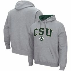 Men's Colosseum Heathered Gray Colorado State Rams Arch And Logo Pullover Hoodie