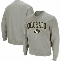 Colosseum Men's Heather Gray Colorado Buffaloes Arch & Logo Crew Neck Sweatshirt