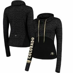 Colosseum Women's Black Colorado Buffaloes Scaled Cowl Neck Pullover Hoodie