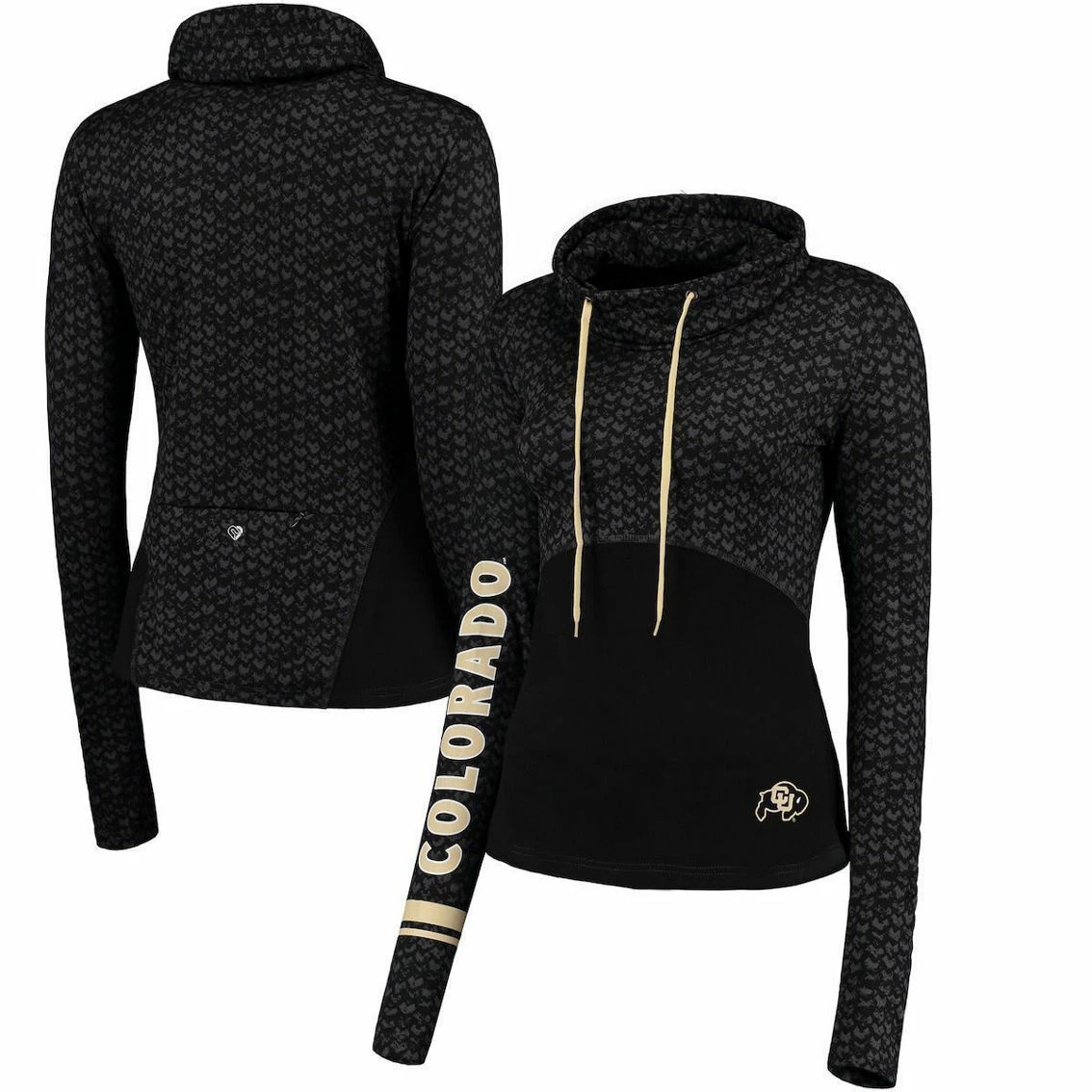 Colosseum Women's Black Colorado Buffaloes Scaled Cowl Neck Pullover Hoodie 1 Colosseum Women's Black Colorado Buffaloes Scaled Cowl Neck Pullover Hoodie