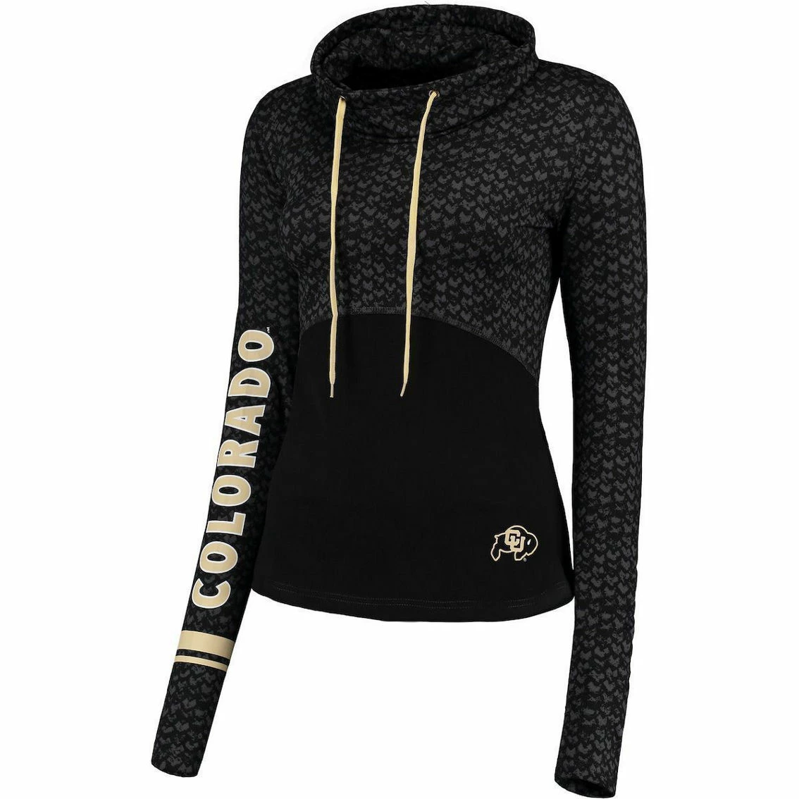 Colosseum Women's Black Colorado Buffaloes Scaled Cowl Neck Pullover Hoodie 3 Colosseum Women's Black Colorado Buffaloes Scaled Cowl Neck Pullover Hoodie - Image 3
