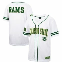 Men's Colosseum White Colorado State Rams Free Spirited Mesh Button-Up Baseball Jersey