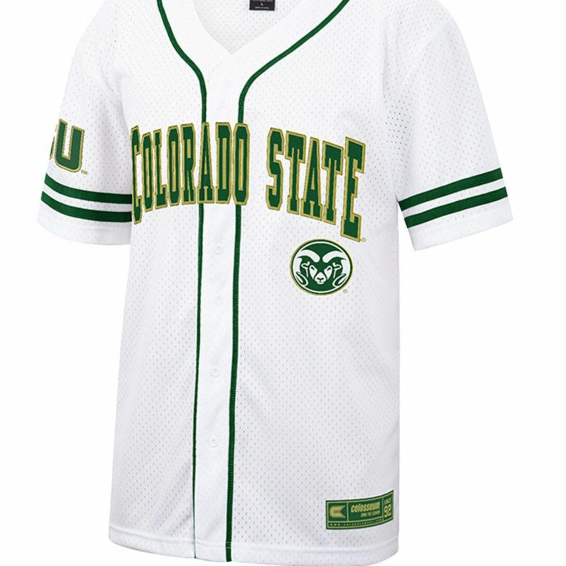 Men's Colosseum White Colorado State Rams Free Spirited Mesh Button-Up Baseball Jersey 3 Men's Colosseum White Colorado State Rams Free Spirited Mesh Button-Up Baseball Jersey - Image 3
