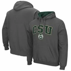 Men's Colosseum Charcoal Colorado State Rams Arch And Logo Pullover Hoodie