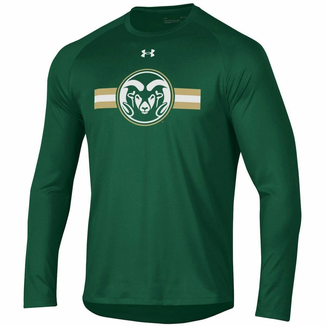 Under Armour Men's Green Colorado State Rams Logo Stripe Performance Raglan Long Sleeve T-Shirt 3 Under Armour Men's Green Colorado State Rams Logo Stripe Performance Raglan Long Sleeve T-Shirt - Image 3