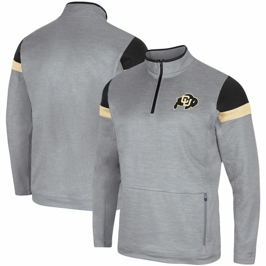 Colosseum Men's Gray Colorado Buffaloes Bingo Quarter-Zip Jacket 2 Colosseum Men's Gray Colorado Buffaloes Bingo Quarter-Zip Jacket - Image 2