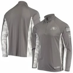 Colosseum Men's Gray/Camo Colorado Buffaloes OHT Military Appreciation Swoop Quarter-Zip Jacket