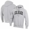 Champion Men's Heathered Gray Colorado Buffaloes Team Arch Reverse Weave Pullover Hoodie
