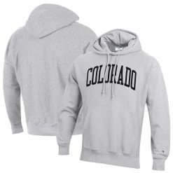 Champion Men's Heathered Gray Colorado Buffaloes Team Arch Reverse Weave Pullover Hoodie