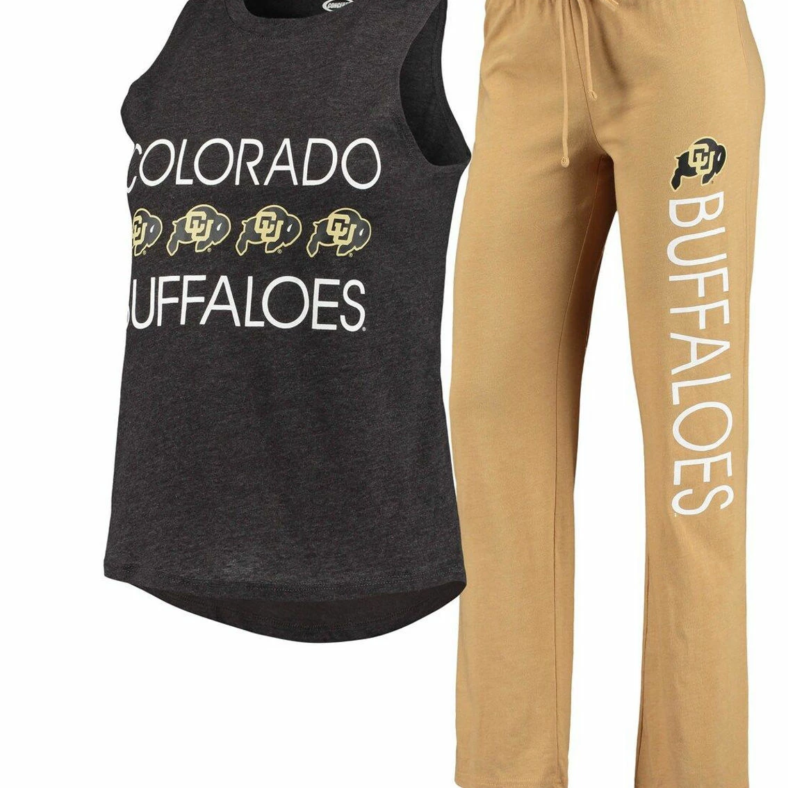 Women's Concepts Sport Black/Gold Colorado Buffaloes Team Tank Top & Pants Sleep Set 2 Women's Concepts Sport Black/Gold Colorado Buffaloes Team Tank Top & Pants Sleep Set - Image 2