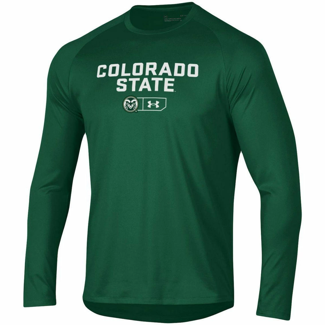 Under Armour Men's Green Colorado State Rams Lockup Tech Raglan Long Sleeve T-Shirt 3 Under Armour Men's Green Colorado State Rams Lockup Tech Raglan Long Sleeve T-Shirt - Image 3