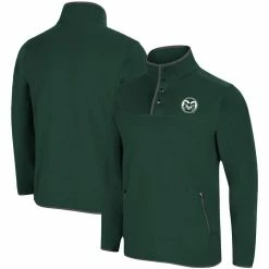 Colosseum Men's Green Colorado State Rams Rebound Snap Pullover Jacket