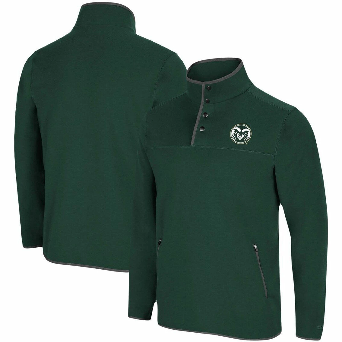 Colosseum Men's Green Colorado State Rams Rebound Snap Pullover Jacket 1 Colosseum Men's Green Colorado State Rams Rebound Snap Pullover Jacket