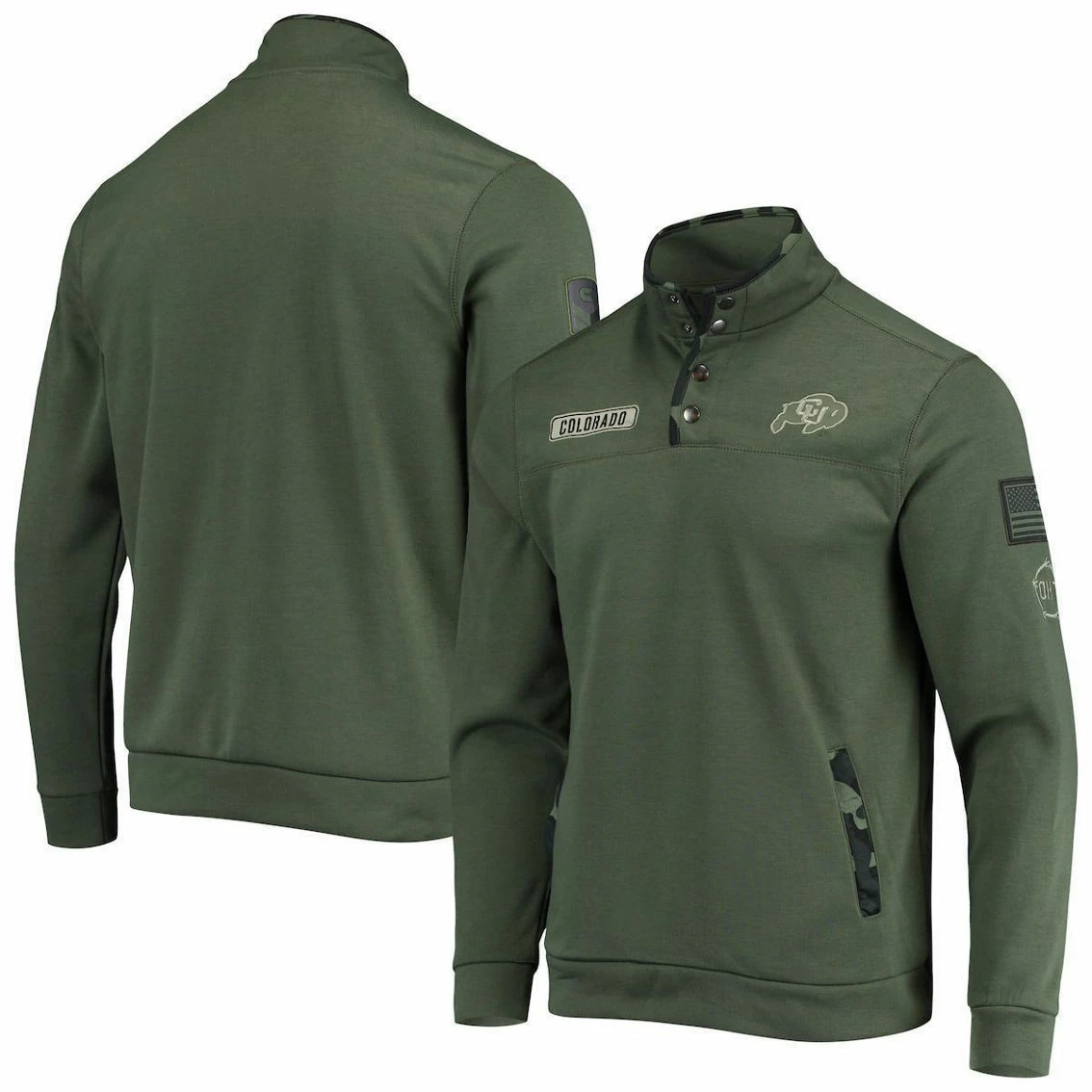 Men's Colosseum Olive Colorado Buffaloes OHT Military Appreciation Digital Camo Quarter-Snap Jacket 1 Men's Colosseum Olive Colorado Buffaloes OHT Military Appreciation Digital Camo Quarter-Snap Jacket