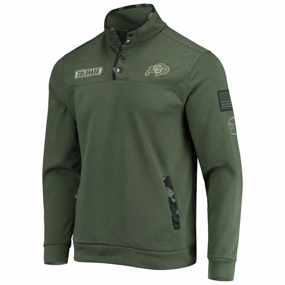 Men's Colosseum Olive Colorado Buffaloes OHT Military Appreciation Digital Camo Quarter-Snap Jacket 3 Men's Colosseum Olive Colorado Buffaloes OHT Military Appreciation Digital Camo Quarter-Snap Jacket - Image 3