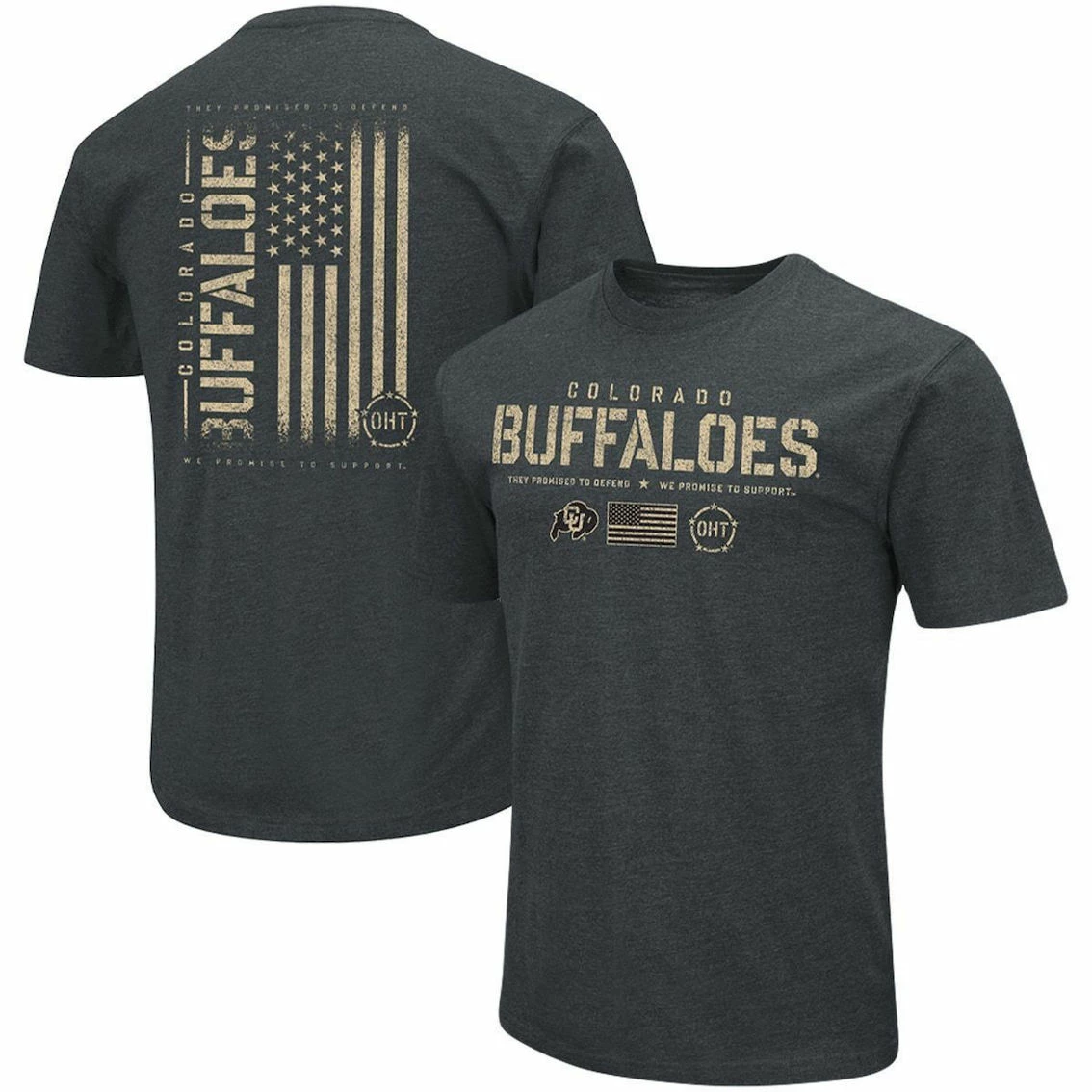Colosseum Men's Heathered Black Colorado Buffaloes OHT Military Appreciation Flag 2.0 T-Shirt 2 Colosseum Men's Heathered Black Colorado Buffaloes OHT Military Appreciation Flag 2.0 T-Shirt - Image 2