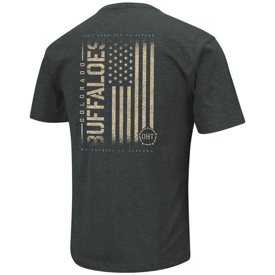 Colosseum Men's Heathered Black Colorado Buffaloes OHT Military Appreciation Flag 2.0 T-Shirt 4 Colosseum Men's Heathered Black Colorado Buffaloes OHT Military Appreciation Flag 2.0 T-Shirt - Image 4