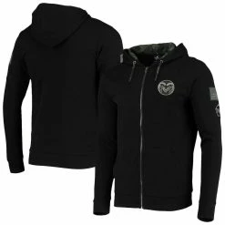 Men's Colosseum Black Colorado State Rams OHT Military Appreciation Waffle Full-Zip Hoodie