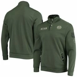 Men's Colosseum Olive Colorado State Rams OHT Military Appreciation Digital Camo Quarter-Snap Jacket