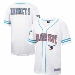 Men's Colosseum White Delaware State Hornets Free Spirited Mesh Button-Up Baseball Jersey
