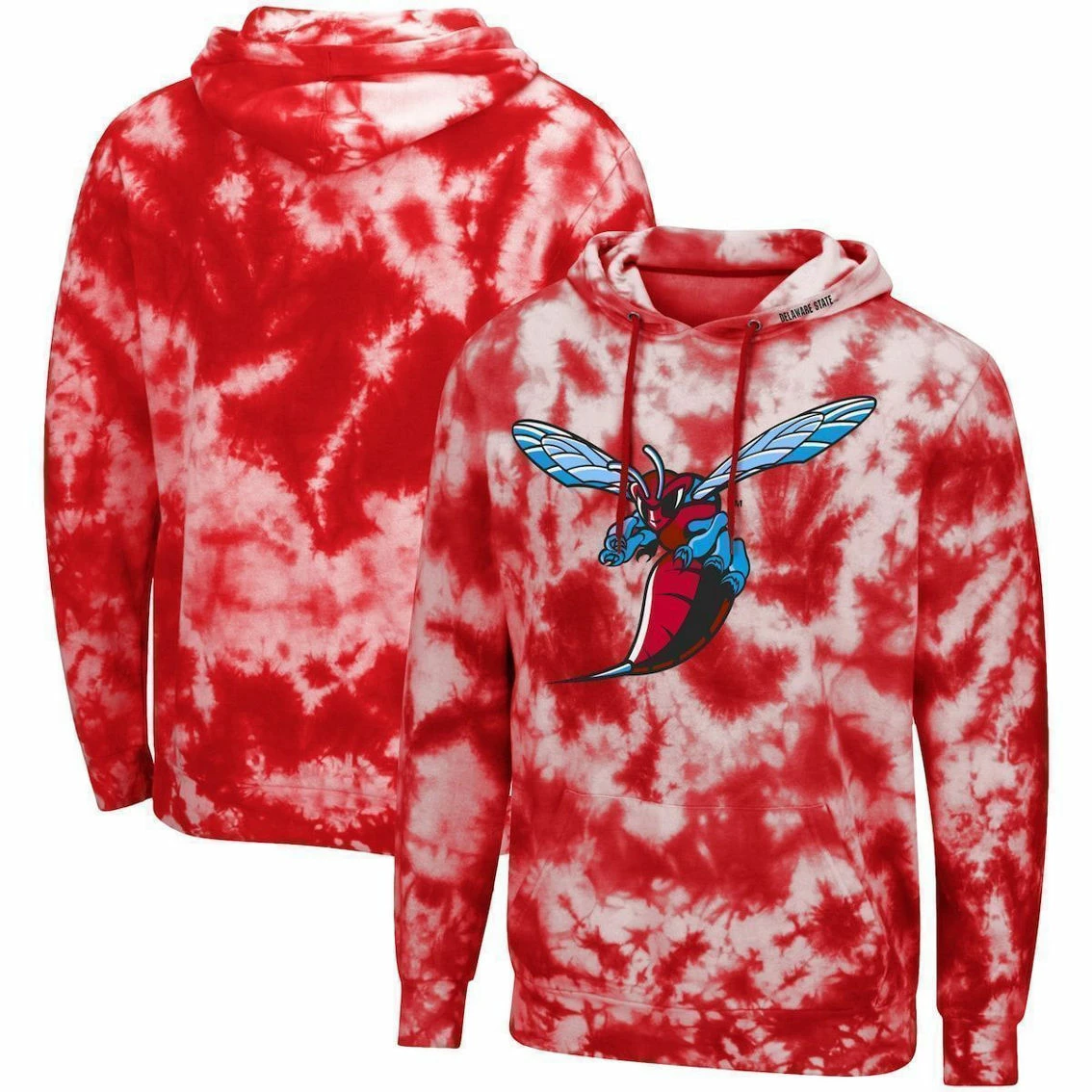 Colosseum Men's Red Delaware State Hornets Tie-Dye Pullover Hoodie 1 Colosseum Men's Red Delaware State Hornets Tie-Dye Pullover Hoodie