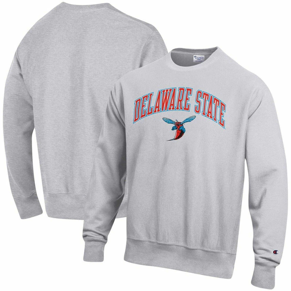 Champion Men's Heathered Gray Delaware State Hornets Arch Over Logo Reverse Weave Pullover Sweatshirt 2 Champion Men's Heathered Gray Delaware State Hornets Arch Over Logo Reverse Weave Pullover Sweatshirt - Image 2
