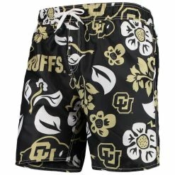 Wes & Willy Men's Black Colorado Buffaloes Floral Volley Swim Trunks