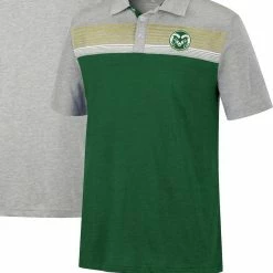 Colosseum Men's Green/Heathered Gray Colorado State Rams Caddie Polo