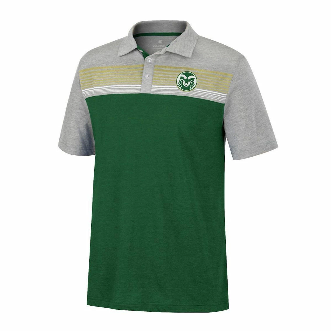Colosseum Men's Green/Heathered Gray Colorado State Rams Caddie Polo 3 Colosseum Men's Green/Heathered Gray Colorado State Rams Caddie Polo - Image 3