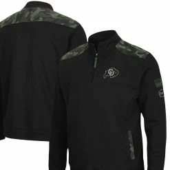 Men's Colosseum Black Colorado Buffaloes OHT Military Appreciation Commo Fleece Quarter-Zip Jacket