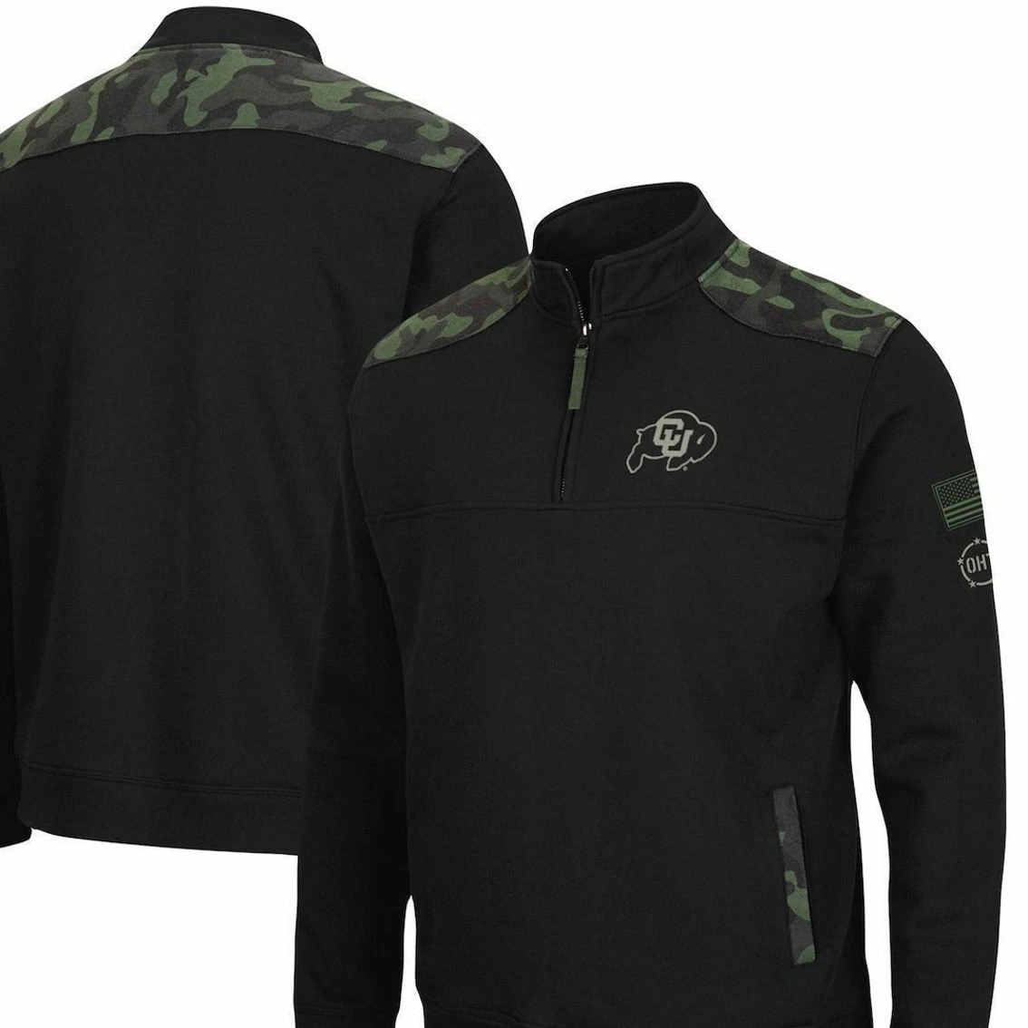 Men's Colosseum Black Colorado Buffaloes OHT Military Appreciation Commo Fleece Quarter-Zip Jacket 2 Men's Colosseum Black Colorado Buffaloes OHT Military Appreciation Commo Fleece Quarter-Zip Jacket - Image 2