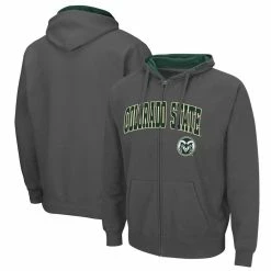 Colosseum Men's Charcoal Colorado State Rams Arch & Logo 3.0 Full-Zip Hoodie