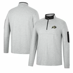 Colosseum Men's Heathered Gray/Black Colorado Buffaloes Country Club Windshirt Quarter-Zip Jacket