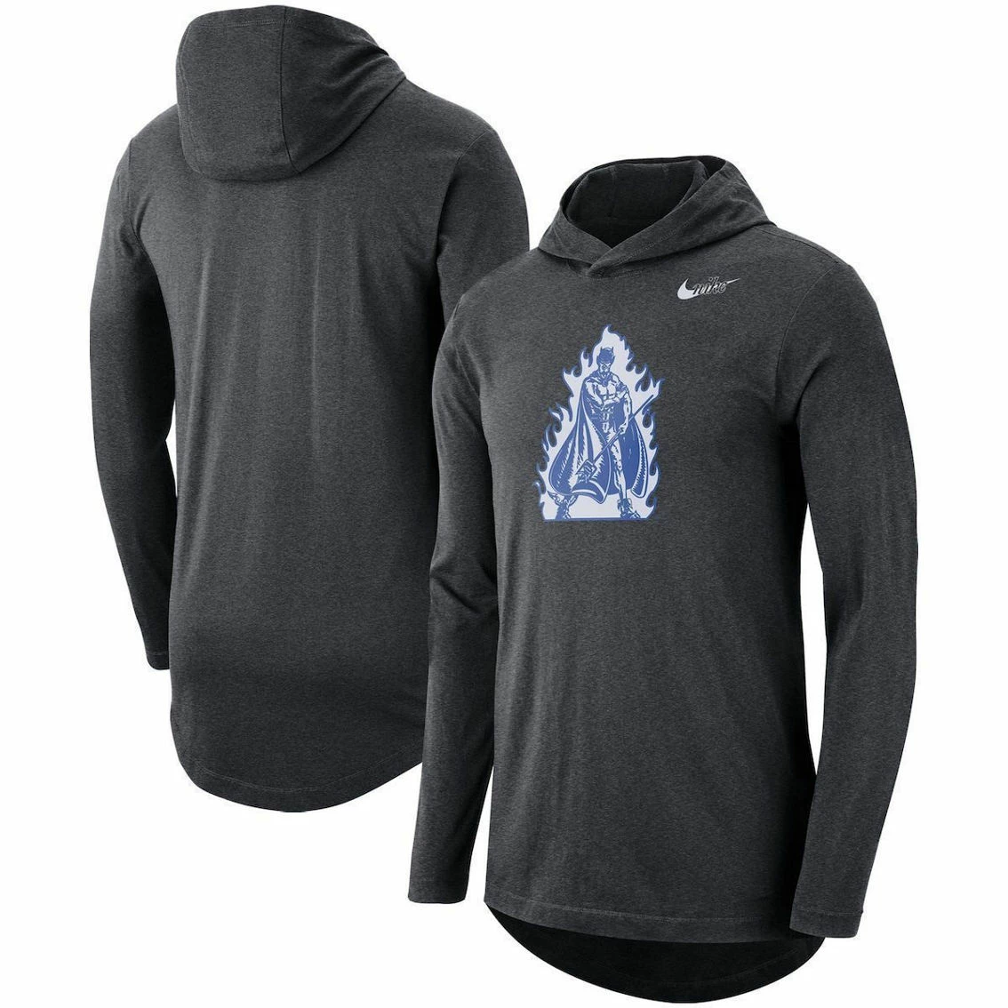 Nike Men's Heathered Charcoal Duke Blue Devils Long Sleeve Performance Tri-Blend Hoodie T-Shirt 2 Nike Men's Heathered Charcoal Duke Blue Devils Long Sleeve Performance Tri-Blend Hoodie T-Shirt - Image 2
