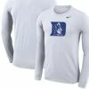 Nike Men's White Duke Blue Devils School Logo Legend Performance Long Sleeve T-Shirt