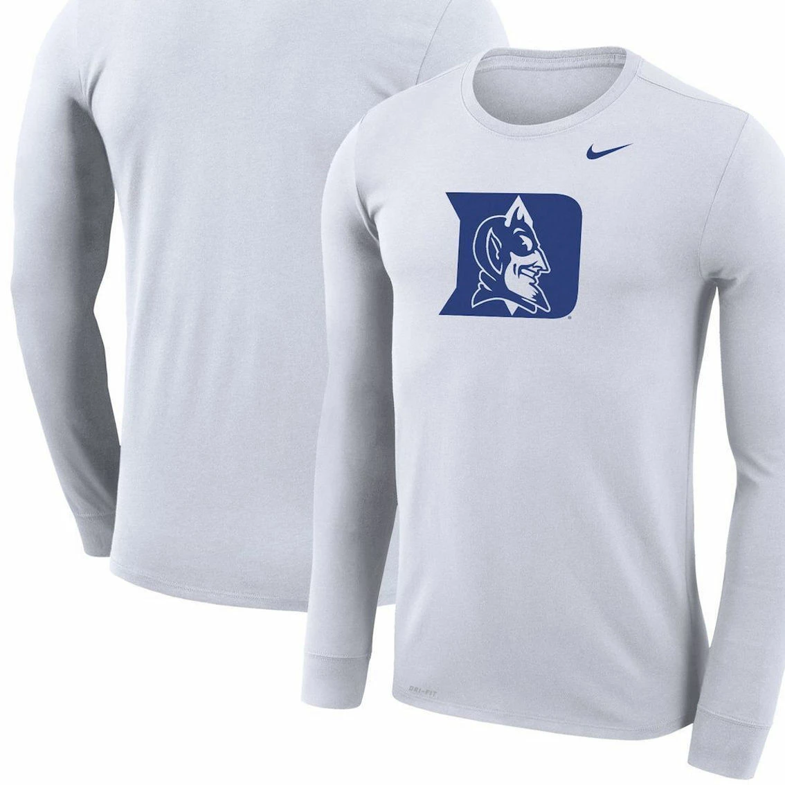 Nike Men's White Duke Blue Devils School Logo Legend Performance Long Sleeve T-Shirt 2 Nike Men's White Duke Blue Devils School Logo Legend Performance Long Sleeve T-Shirt - Image 2