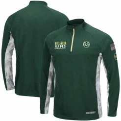 Colosseum Men's Green/Camo Colorado State Rams OHT Military Appreciation Snow Cruise Raglan Quarter-Zip Top