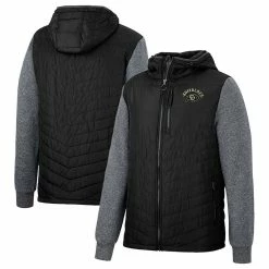 Colosseum Men's Black/Charcoal Colorado Buffaloes Course Herringbone Full-Zip Hoodie
