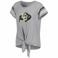 Colosseum Women's Heathered Gray Colorado Buffaloes Boo You Raglan Knotted T-Shirt -Pro Standard Shop DSCO1148306149 1927 ALT2