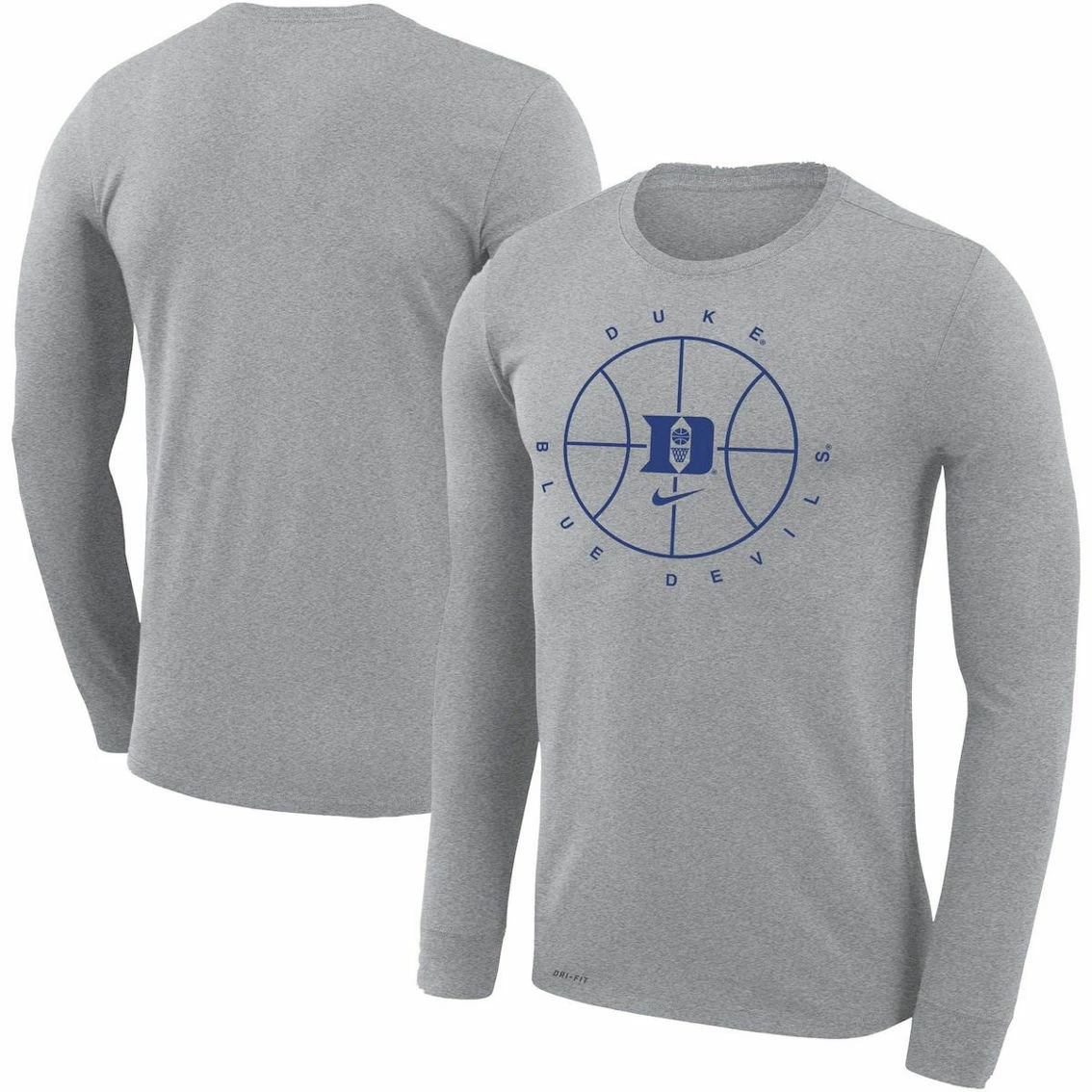 Men's Nike Heathered Gray Duke Blue Devils Basketball Icon Legend Performance Long Sleeve T-Shirt 1 Men's Nike Heathered Gray Duke Blue Devils Basketball Icon Legend Performance Long Sleeve T-Shirt