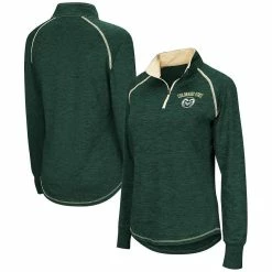 Women's Colosseum Heathered Green Colorado State Rams Bikram Raglan Quarter-Zip Jacket