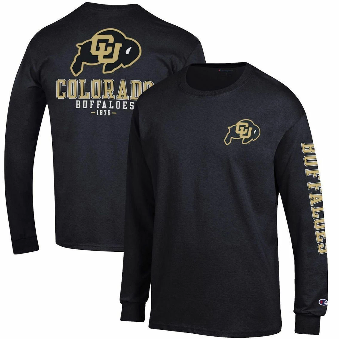 Men's Champion Black Colorado Buffaloes Team Stack Long Sleeve T-Shirt 2 Men's Champion Black Colorado Buffaloes Team Stack Long Sleeve T-Shirt - Image 2