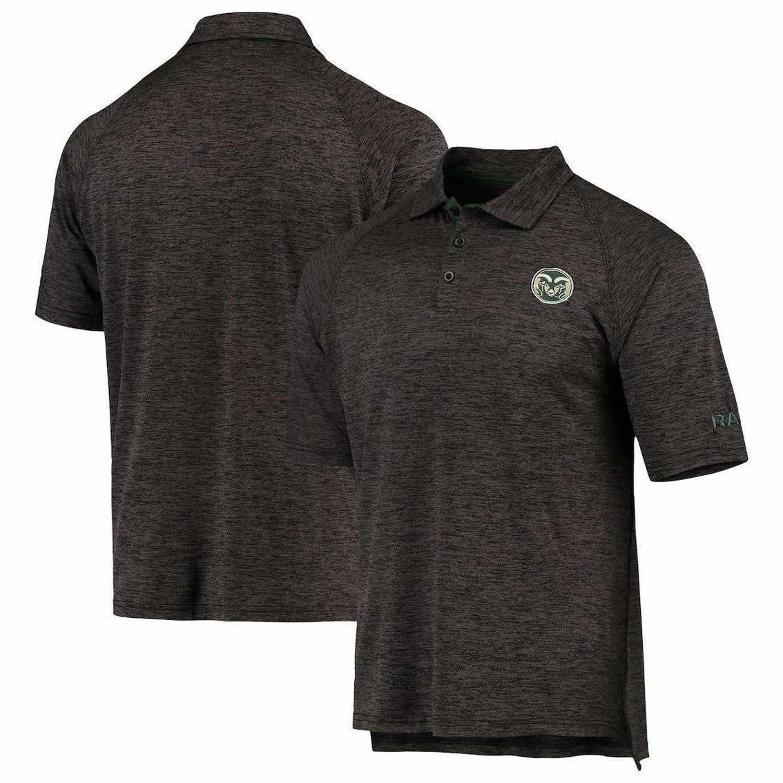 Colosseum Men's Heathered Black Colorado State Rams Logo Down Swing Polo 2 Colosseum Men's Heathered Black Colorado State Rams Logo Down Swing Polo - Image 2