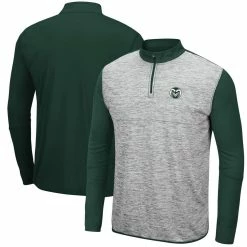 Colosseum Men's Heathered Gray/Green Colorado State Rams Prospect Quarter-Zip Jacket