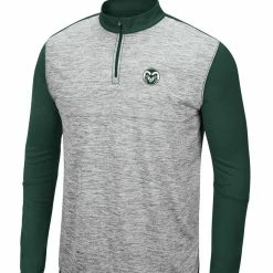 Colosseum Men's Heathered Gray/Green Colorado State Rams Prospect Quarter-Zip Jacket -Pro Standard Shop DSCO1148312689 GREEGA ALT2