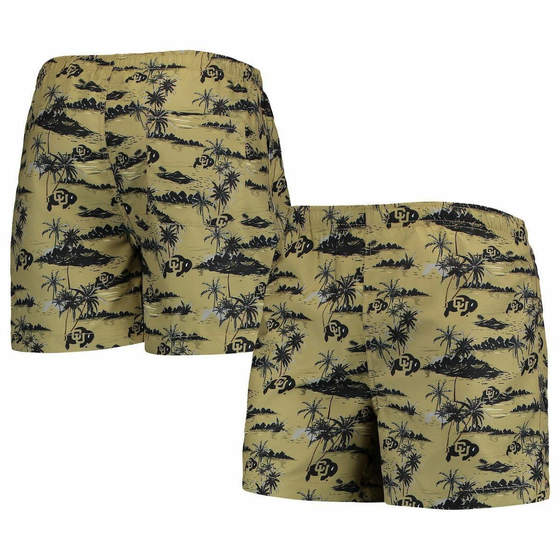 Men's FOCO Gold Colorado Buffaloes Island Palm Swim Trunks 1 Men's FOCO Gold Colorado Buffaloes Island Palm Swim Trunks