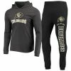 Concepts Sport Men's Black/Charcoal Colorado Buffaloes Meter Long Sleeve Hoodie T-Shirt & Jogger Pants Sleep Set
